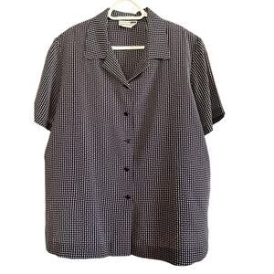 Leslie Fay Haberdashery Women’s Shirt Size 20W - Black and White Geometric Print